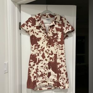 Show Me Your MuMu Cow print Collar Shirt Dress